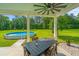 Covered patio featuring an outdoor dining set, perfect for enjoying meals by the pool at 810 Highway 61, Ridgeville, SC 29472