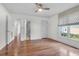 Bedroom featuring hardwood floors, a ceiling fan, and window views at 919 Overview Ct, Mount Pleasant, SC 29464