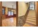 Entryway view of a dining room and staircase with traditional decor at 103 Kenninghall Rd, Goose Creek, SC 29445