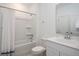 Clean, well-lit bathroom with a shower-tub combination, white fixtures, and a modern vanity for comfort at 104 Orchard Blossom Ln, Summerville, SC 29485