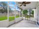 Relaxing screened porch with a ceiling fan overlooking the backyard at 1042 Steelechase Ln, Hanahan, SC 29410