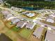 Aerial view of a lovely neighborhood surrounding a pond and community pool area at 141 Pine Crest View Dr, Summerville, SC 29486