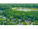 Gorgeous aerial view of neighborhood homes nestled amidst lush trees and a tranquil community lake at 2031 Thornhill Dr, Summerville, SC 29485
