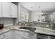 Beautiful kitchen sink with granite countertops, modern fixtures and white cabinets at 251 Emerald Isle Dr, Moncks Corner, SC 29461