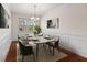 Staged dining room features hardwood floors, large windows, wainscoting and contemporary decor at 272 Overcup Loop, Summerville, SC 29486