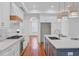 A bright kitchen features white cabinets, a blue island, and stainless steel appliances at 400 Bay Crossing Rd, Mount Pleasant, SC 29464
