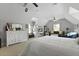 Bedroom with a bed, sofa, vaulted ceilings and neutral carpet at 626 Chigwell Springs Ln, Summerville, SC 29486