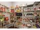 Organized walk-in pantry featuring wire shelving, ample storage, and a variety of food items at 626 Chigwell Springs Ln, Summerville, SC 29486