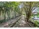 Backyard view of a shaded pathway with lush greenery, ideal for relaxation and enjoyment at 6305 Lucille Dr, North Charleston, SC 29406