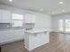 Modern kitchen with white cabinets, an island, and stainless steel appliances at 755 Meadowbrook Ln, Summerville, SC 29486