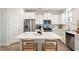 Modern kitchen featuring white cabinets, stainless steel appliances, and a central island with seating at 770 Opal Wing St, Moncks Corner, SC 29461