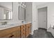 Bathroom features a double sink vanity with quartz countertops and modern fixtures at 772 Opal Wing St, Moncks Corner, SC 29461