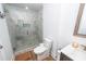 Elegant bathroom featuring a glass-enclosed shower with marble tile and modern fixtures at 8562 N Highway 17, McClellanville, SC 29458