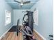 This exercise room features vinyl flooring, a ceiling fan, and ample natural light at 8562 N Highway 17, McClellanville, SC 29458