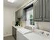 Clean laundry room with modern washer, dryer, cabinets and counter space at 910 Kushiwah Creek Ct, Charleston, SC 29412