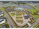 Aerial view of community amenities including lake, community gardens, and recreation center at 109 Medford St, Summerville, SC 29486