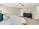 Cozy bedroom with carpet floors, a ceiling fan and a decorative headboard at 1304 Lieben Rd, Mount Pleasant, SC 29466