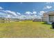 Spacious backyard with a pond view, showcasing a large lawn and a screened porch at 143 Airy Dr, Summerville, SC 29486