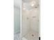 Modern shower with marble tile walls and mosaic tile floor at 1511 Fairway Dr, Charleston, SC 29412