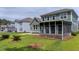 Expansive backyard with manicured lawn, landscaped garden and screened in porch area at 183 Calm Water Way, Summerville, SC 29486