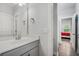 Neutrally decorated bathroom offering a single sink, a mirror, and tile flooring at 183 Calm Water Way, Summerville, SC 29486