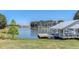 A charming covered dock with a wooden platform on a peaceful lake provides a picturesque escape for relaxation at 183 Calm Water Way, Summerville, SC 29486