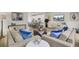 Bright and open living space with comfortable sofas, a kitchen view, and modern accents at 422 Caledon Ct, Johns Island, SC 29455
