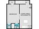 The floor plan to the living area, bedroom, kitchenette, and bath at 62 Eastlake Rd, Mount Pleasant, SC 29464