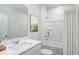 Bright bathroom features a shower-tub combo, sleek vanity, and a neutral color palette at 778 Meadowbrook Ln, Summerville, SC 29486