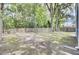 Large fenced backyard offers plenty of room and is surrounded by mature trees at 8612 Hickory Creek Ln, North Charleston, SC 29420