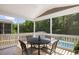 Covered patio featuring an outdoor dining set with a pool view, perfect for entertaining and relaxation at 1825 Crossbill Trl, Hanahan, SC 29410