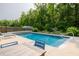 Backyard pool area with a lounge chairs, surrounded by lush greenery, offering a private and serene retreat at 1825 Crossbill Trl, Hanahan, SC 29410
