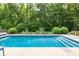 Backyard pool with surrounding lush landscaping, offering a serene retreat for relaxation and recreation at 1825 Crossbill Trl, Hanahan, SC 29410