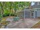 Charming screened porch and stone patio offer an ideal outdoor living space next to a lush, green lawn at 202 Hunt Club Dr, Summerville, SC 29485
