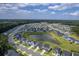 Extensive aerial view showcasing a well-planned community with a pond and neighborhood streets at 206 Camellia Bloom Dr, Moncks Corner, SC 29461