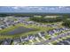 Expansive aerial shot of a large residential community with a pond and lush greenery at 206 Camellia Bloom Dr, Moncks Corner, SC 29461