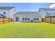 Well-maintained backyard with green grass, a small patio, and a wooden fence at 206 Camellia Bloom Dr, Moncks Corner, SC 29461