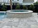 Close up of spa with stone surround and cascading water feature into the pool at 2221 Generals St, Charleston, SC 29492