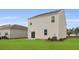 Backyard featuring manicured lawn and the home's sliding glass door at 2242 Macallan Blvd, Ravenel, SC 29470