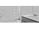 Bathroom featuring tub-shower, single sink vanity with white countertop and gray cabinets at 2242 Macallan Blvd, Ravenel, SC 29470