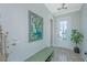 Stylish hallway with a bench, modern decor, and natural light at 3016 Evening Tide Dr, Hanahan, SC 29410