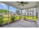 Enclosed screened in porch featuring a ceiling fan and views of the neighborhood at 3802 Grateful Rd, North Charleston, SC 29420
