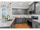 Stylish kitchen with stainless steel appliances, gray cabinets, and elegant marble countertops at 3806 Grateful Rd, North Charleston, SC 29420