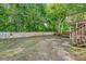 Spacious backyard offers a blend of grass and natural ground cover, bordered by a white wooden fence at 4606 Moss Ct, North Charleston, SC 29420