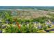 An aerial view showcases the neighborhood, nestled among trees, with marsh views, highlighting the community's serene setting at 5442 Clearview Dr, North Charleston, SC 29420