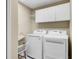 Laundry room with white washer and dryer, white cabinets, and overhead storage at 1102 N Shadow Dr, Mount Pleasant, SC 29464