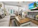 Inviting living room seamlessly flows into a modern, white kitchen with breakfast bar seating at 116 Lyle Rd, Goose Creek, SC 29445
