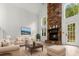 Bright living room with stone fireplace, neutral furniture, and ample natural light, perfect for gatherings at 119 Scottswood Dr, North Charleston, SC 29418