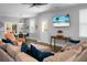 Bright and airy living room with large sectional, dining area, and sliding door at 1422 Iroquois St, North Charleston, SC 29405