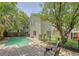 A serene backyard featuring a pool, patio with furniture, and a grassy area, ideal for outdoor entertaining at 1743 Orange Grove Shores Dr, Charleston, SC 29407